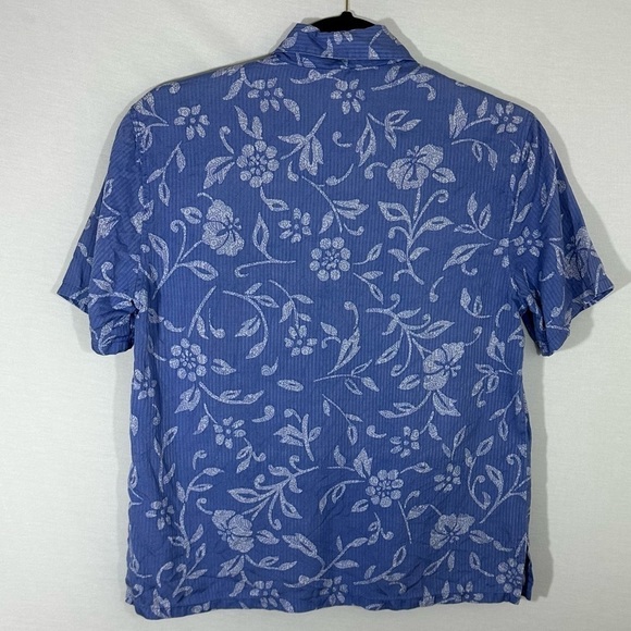 NTCO Nomadic Traders 100% Silk Tropical Print Button Down Shirt Size Small - Picture 5 of 5